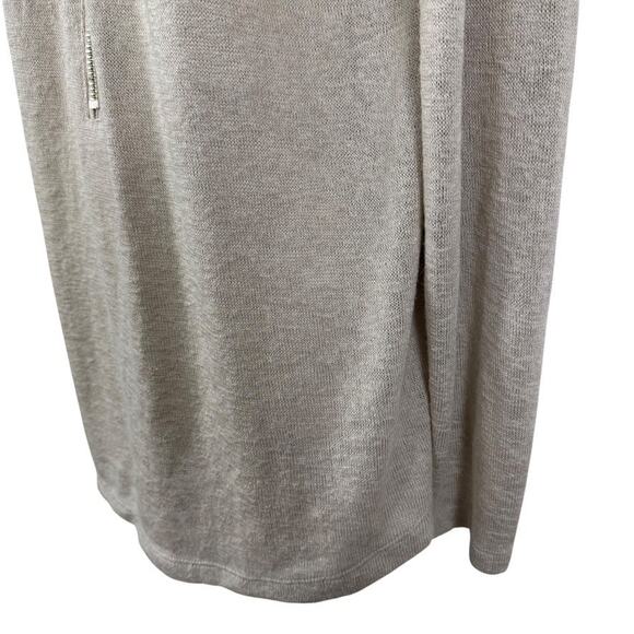 Soft Surroundings Valentina Zip Sweater Stone Beige V-Neck Long Sleeve sz L - Picture 8 of 16